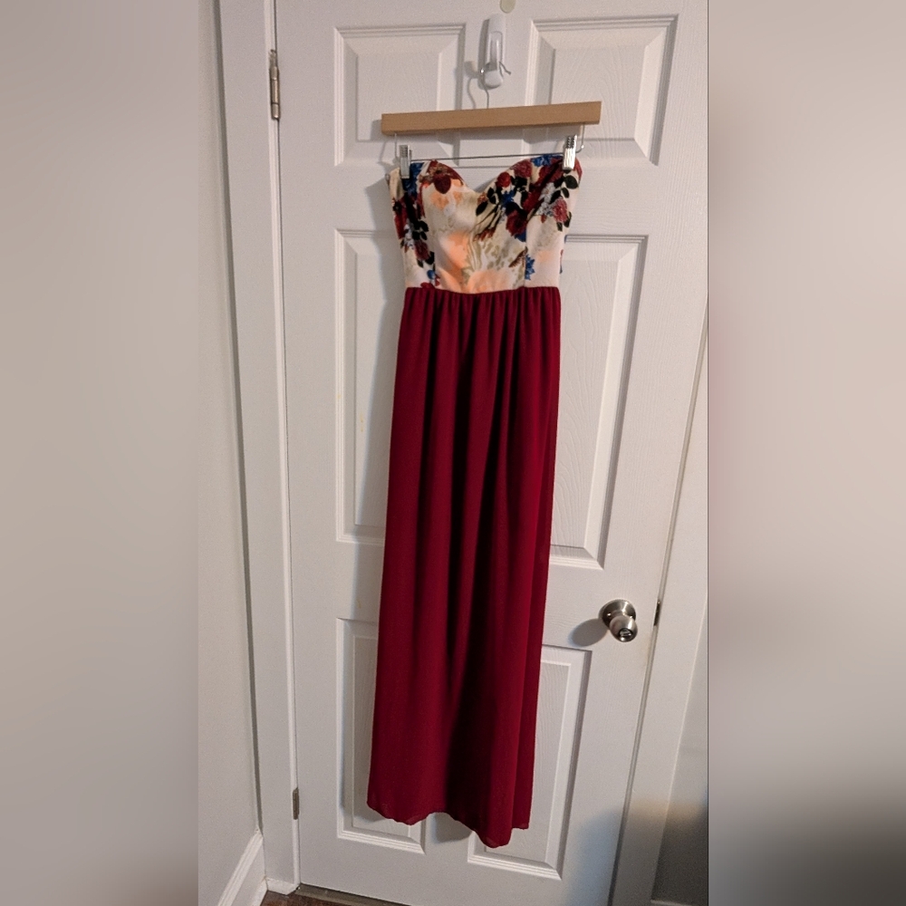 Floral Strapless Maxi Dress